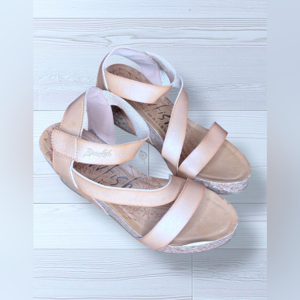 BLOWFISH MALIBU Women’s Hapuku Nude Wedge Sandals with Faux Cork Sole - Picture 2 of 15